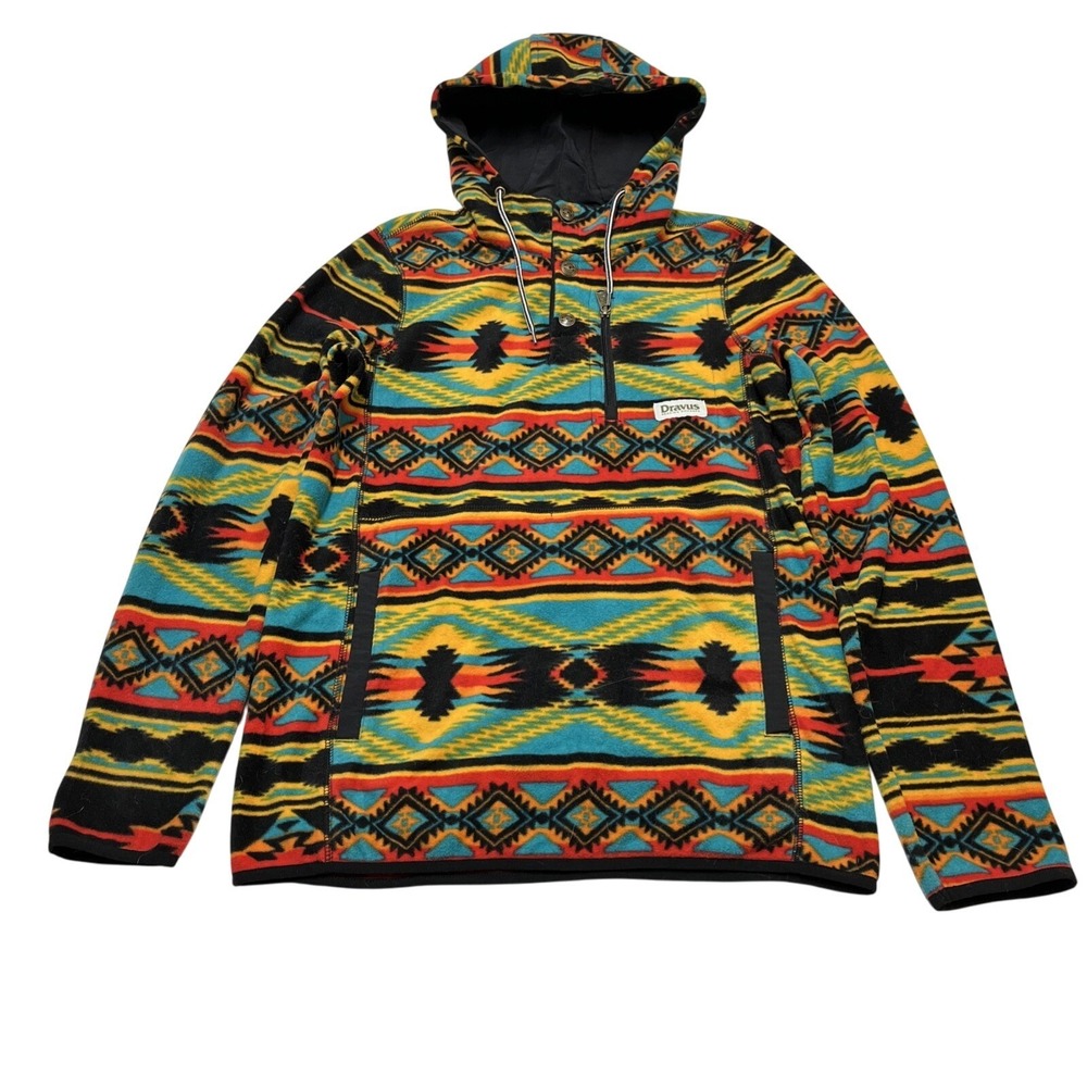 Dravus Fleece Hooded Pullover Mens S Aztec Southwestern Navajo Skater Street